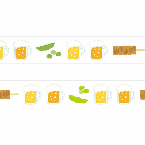 マスキングテープ PAPIER PLATZ パピアプラッツ クレス 15mm×10m おかわりますて ビール 72-014