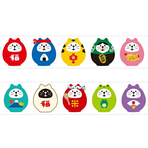 マスキングテープ PAPIER PLATZ パピアプラッツ クレス concombre コンコンブル 福猫だるま 51-640 20mm×7m