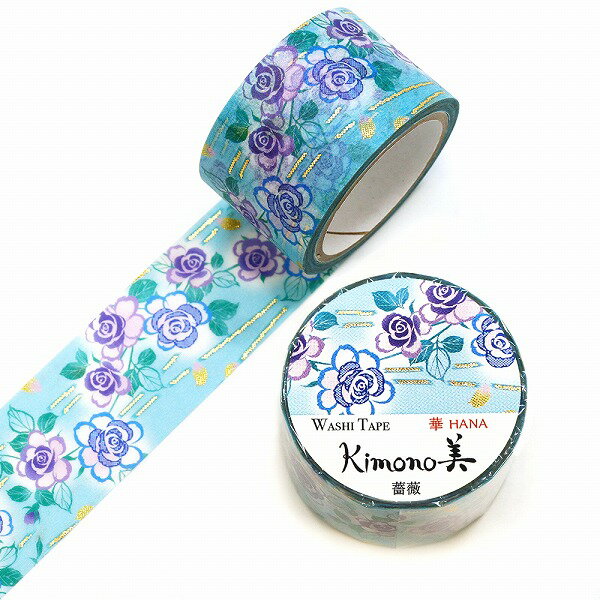 乐天商城 - マスキングテープ Kimono美 カミイソ産商 華(HANA) 友禅柄タイプ 薔薇 GR-1078 25mm×5m SAIEN 彩宴