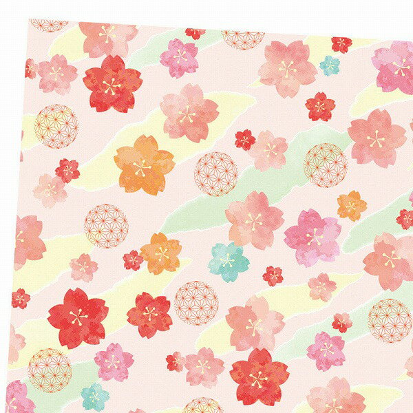 包装紙 HEIKO シモジマ ラッピングペーパー 半才 鞠桜 50枚