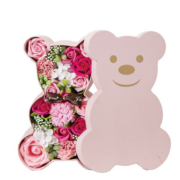 ★ポイント10倍★プレゼント ギフト ソープフラワー HillTop ヒルトップ ベアボックスアレンジ ピンク SM-293 バラ 薔薇 石鹸フラワー アレンジメント 花 造花 枯れない花 母の日 誕生日