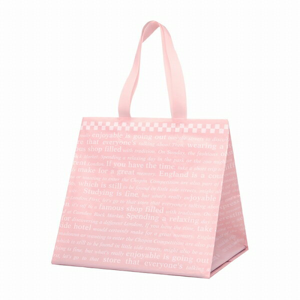 レジ袋 HEIKO 手提げポリ袋 ポリチャームバッグ WMS チェッカー ピンク 表記入 20枚