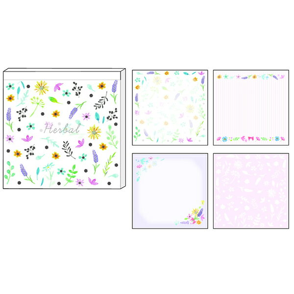 【楽天スーパーセール限定特価】メモパッド Clothes-Pin クローズピン 組色 Kumiiro スクエアメモパッド ハーバル MM16386 花柄 ブロッ...