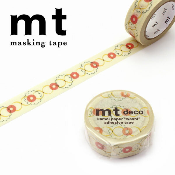 マスキングテープ mt カモ井加工紙 mt1P deco 1巻 カモ井レトロデザイン・ボタン 15mm×7m MT01D570