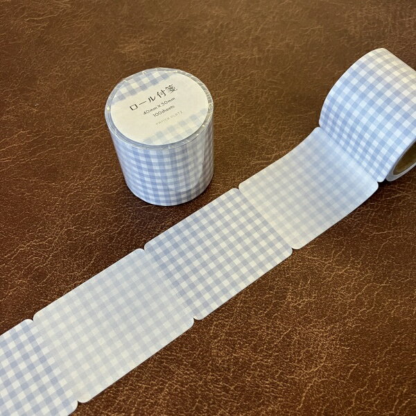 付箋 PAPIER PLATZ パピアプラッツ クレス ロール付箋 Check Blue（チェックブルー）61-140