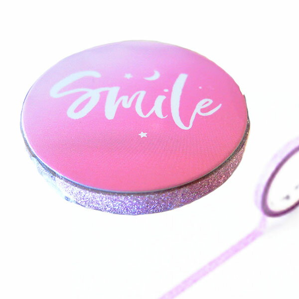 マスキングテープ 花岡 ペーパーインテリジェンス グリッターテープ Smile ピンク 5mm×5m H-PI 細テープ