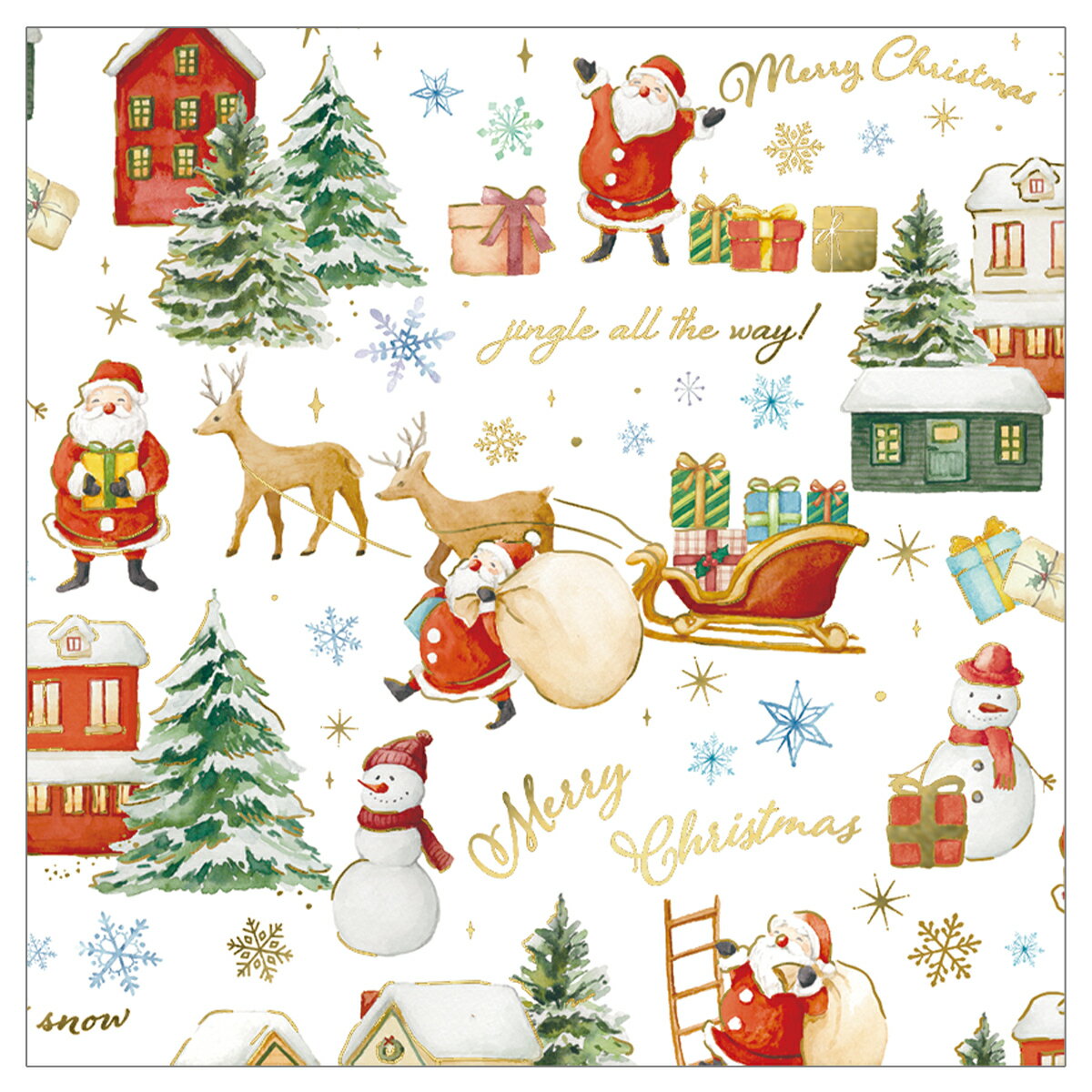 【楽天スーパーセール限定特価】包装紙 ラッピングペーパー 包む ホリデータウン 1枚入 CH046 クリスマス