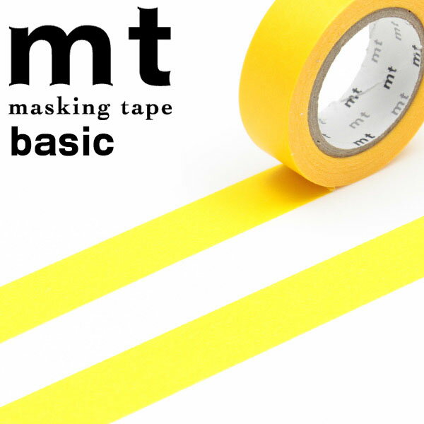 マスキングテープ mt カモ井加工紙 mt1P basic 1巻 無地 イエロー 黄 15mmx7m MT01P184R