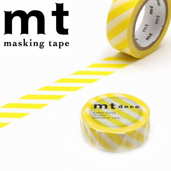 マスキングテープ mt カモ井加工紙 mt1P deco 1巻 ストライプ・レモン 15mmx7m MT01D369R 黄