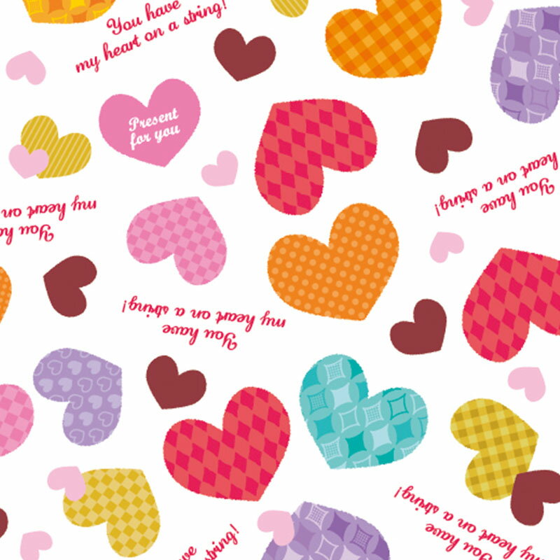 包装紙 半才 HEIKO シモジマ ラッピングペーパー ハートストリング 50枚