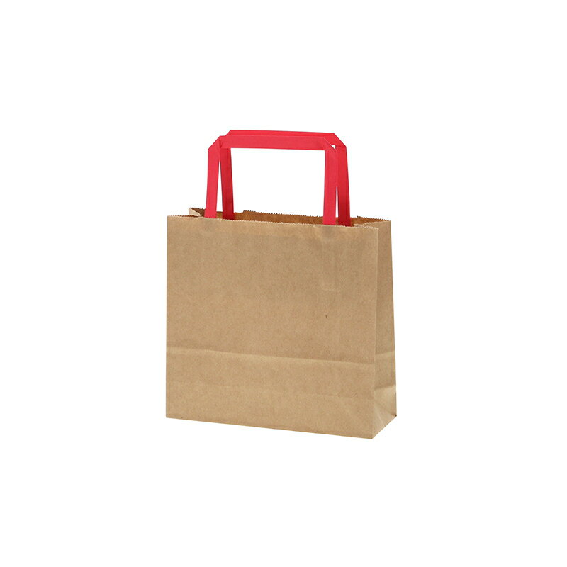 紙袋 手提げ紙袋 H25チャームバッグ 18-2 HEIKO シモジマ 未晒無地 赤紐 ブラウン 50枚