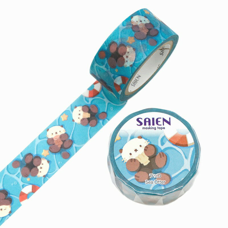 乐天商城 - マスキングテープ SAIEN 彩宴 カミイソ産商 オリジナルシリーズ ラッコ UR-4079 20mm×7m 夏柄 summer collection