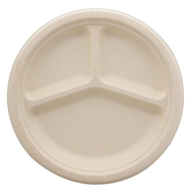 食品容器 HEIKO 紙皿 業務用 バガスペーパーウェア 深皿プレート クラフト 3仕切 26cm 50枚入