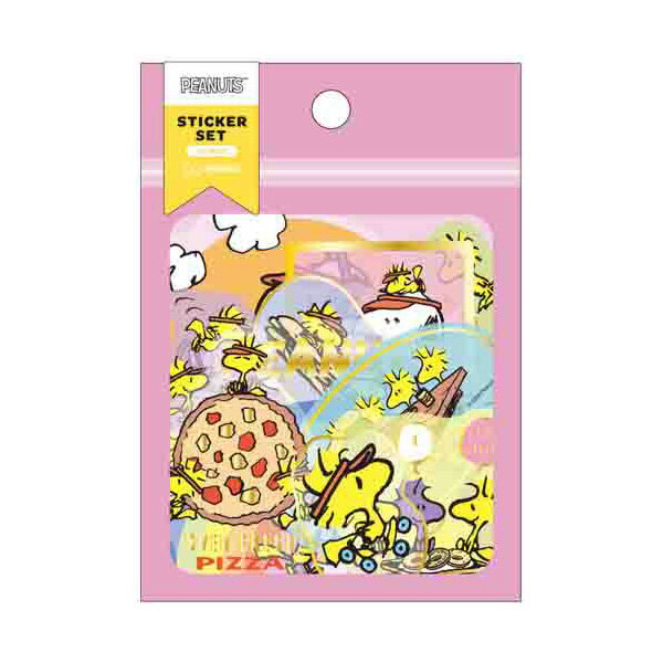 ステッカーシール サンスター文具 PEANUT WOODSTOCK & SNOOPY 第2弾 ステッカーセット ピンク S8813493..