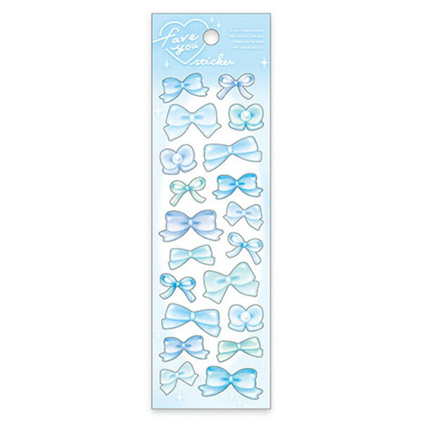 シートシール マインドウェイブ MIND WAVE フェイブユーステッカー リボン ブルー 82537 ラメ入り ドロップ 推し活 デコシール ぷっくり シール