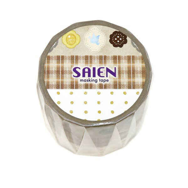 マスキングテープ SAIEN 彩宴 カミイソ産商 ギフトシリーズ マスキングテープ3巻セット ボタン柄 UR-2034 15mm×7m 秋柄