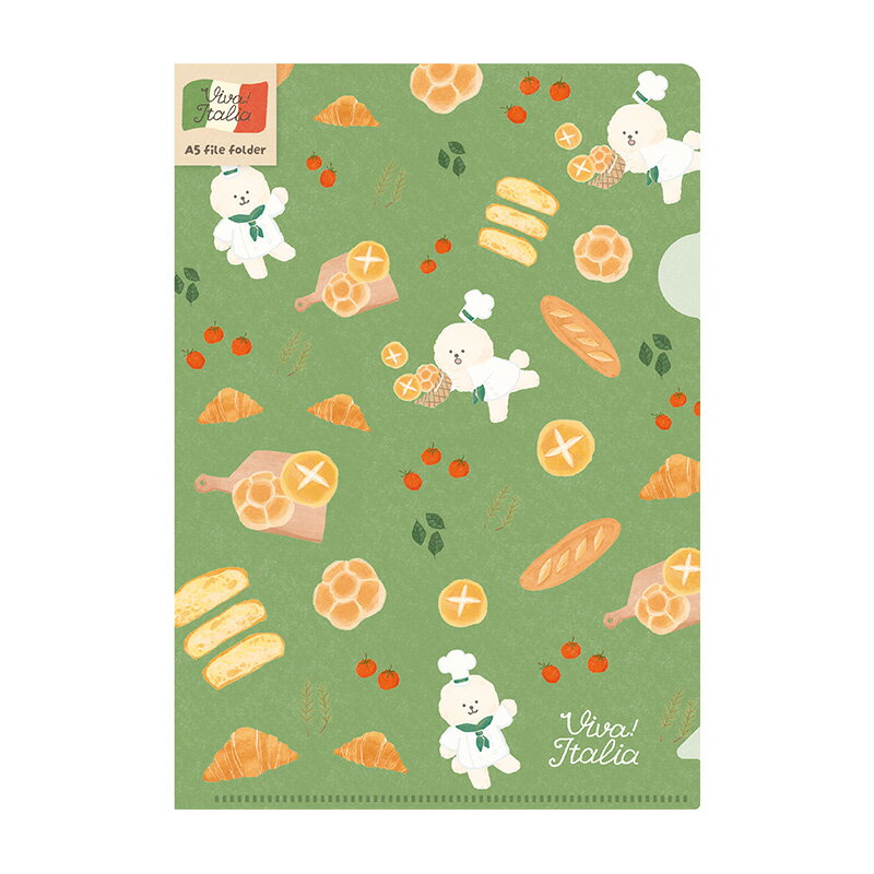 クリアファイル 古川紙工 A5クリアファイル イタリア パンわんこ QE177 アニマル いぬ イヌ