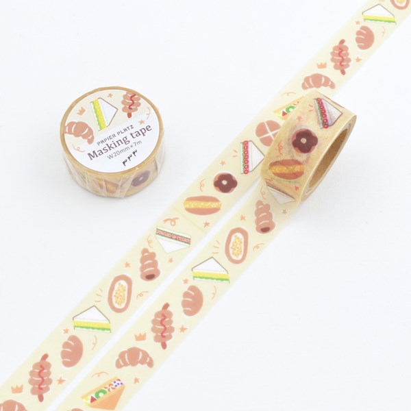 マスキングテープ PAPIER PLATZ パピアプラッツ クレス pu・pu・pu Masking tape サンドイッチとパン 52-089 20mm×7m
