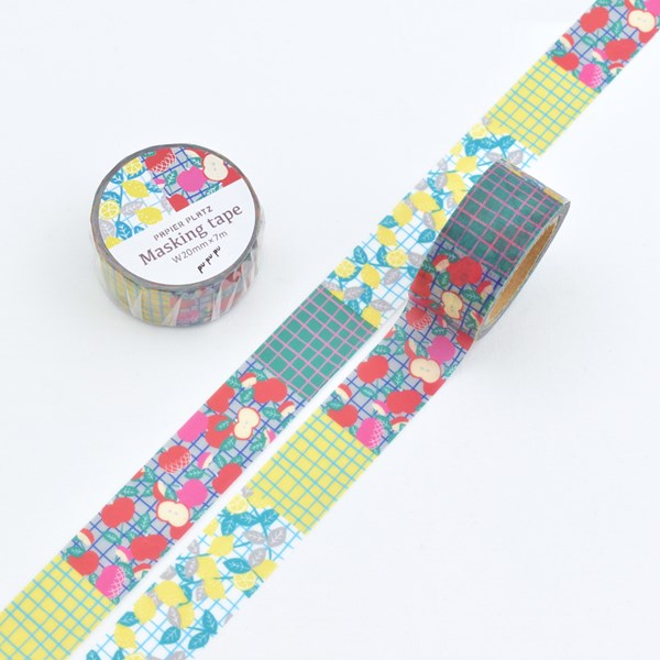 マスキングテープ PAPIER PLATZ パピアプラッツ クレス pu・pu・pu Masking tape レモンとリンゴ 52-090 20mm×7m