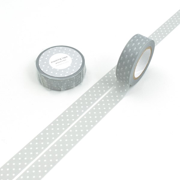 マスキングテープ PAPIER PLATZ パピアプラッツ クレス オリジナルマスキングテープ ドット はいいろ 72-051 15mm×10m 灰色 グレー