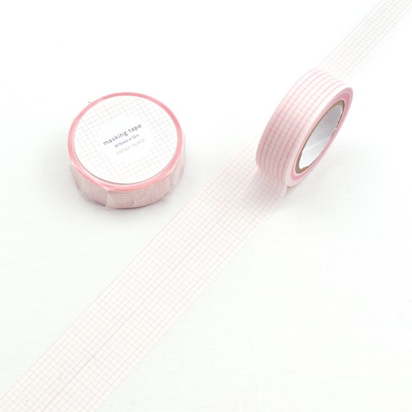マスキングテープ PAPIER PLATZ パピアプラッツ クレス オリジナルマスキングテープ 方眼 ピンク 72-054 15mm×10m 桃色