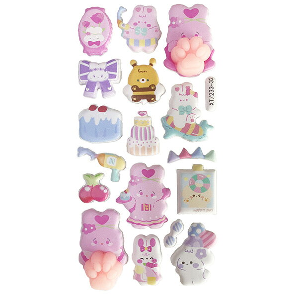 【最大45%OFF スーパーセール限定特価】シートシール ラドンナ ぷにぷに肉球シール ハートうさぎミツバチ ぷっくりシール 立体シール にくきゅう 3dシール 景品 販促品 プレゼント wrapping-10106422 シモジマラッピング倶楽部 サンプル画像2