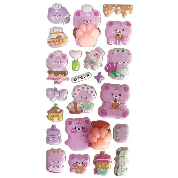 【期間限定25％OFF】シートシール ラドンナ ぷにぷに肉球シール 春くま ぷっくりシール 立体シール にくきゅう 3dシール 景品 販促品 プレゼント wrapping-10106417 シモジマラッピング倶楽部 サンプル画像2