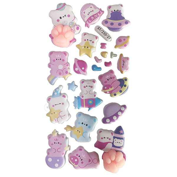【最大45%OFF スーパーセール限定特価】シートシール ラドンナ ぷにぷに肉球シール 宇宙くま ぷっくりシール 立体シール にくきゅう 3dシール 景品 販促品 プレゼント wrapping-10106420 シモジマラッピング倶楽部 サンプル画像2