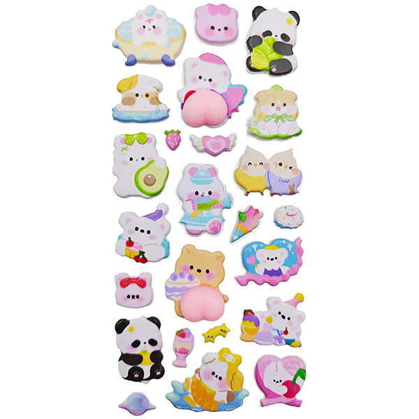 【期間限定22％OFF】シートシール ラドンナ ぷにぷにお尻シール 第2弾 パンダフレンズ ぷっくりシール 立体シール おしり 3dシール 景品 販促品 プレゼント wrapping-10106421 シモジマラッピング倶楽部 サンプル画像2