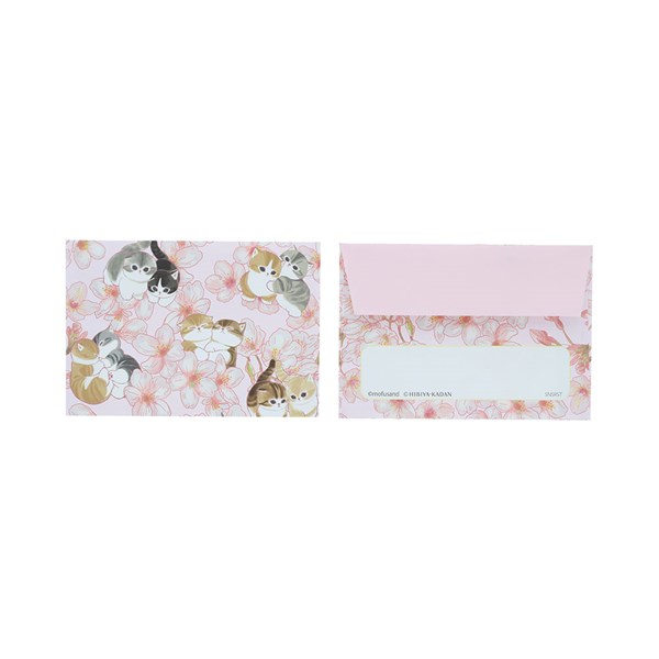 【楽天マラソンSALEポイント5倍】ミニレターセット サンスター文具 mofusand×日比谷花壇 香り付きミニレターセット さくら S8908958 ネコ ねこ 花柄 モフサンド 2