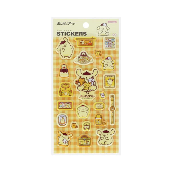 乐天商城 - シートシール サンスター文具 サンリオキャラクターズ ぷっくりシール ポムポムプリン いっぱい S8819394 SANRIO 30周年 立体シール