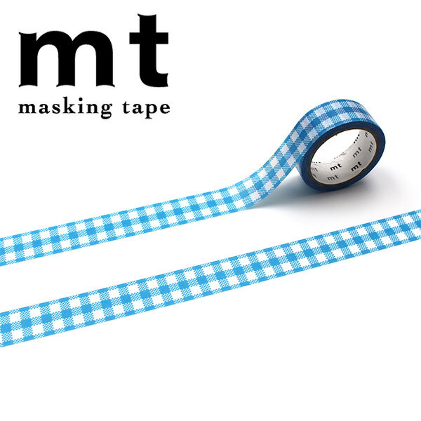 乐天商城 - マスキングテープ mt カモ井加工紙 1P deco 市松ギンガムチェック・ブルー MT01D604 15mm×5m