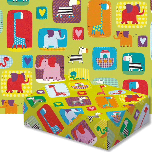 包装紙 HEIKO シモジマ ラッピングペーパー アニマルワッペン(50枚入)