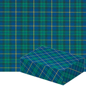 包装紙 HEIKO シモジマ ラッピングペーパー ウールチェック B ブルー 半才(50枚入)