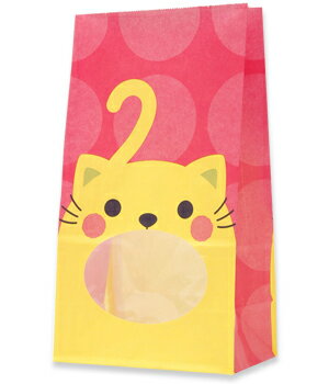 HEIKO 紙袋 窓付き 角底袋 パックンバッグ No.4 ネコ 幅130×マチ80×高235mm/窓のサイズ:幅90×高61mm 50枚入 業務用 ラッピング...