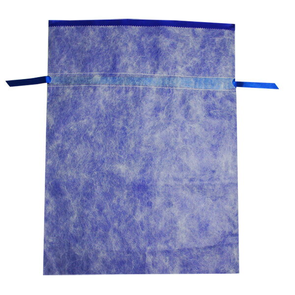 ギフトラッピングバッグ 不織布リボン巾着袋 LL ネイビー(5枚入り)