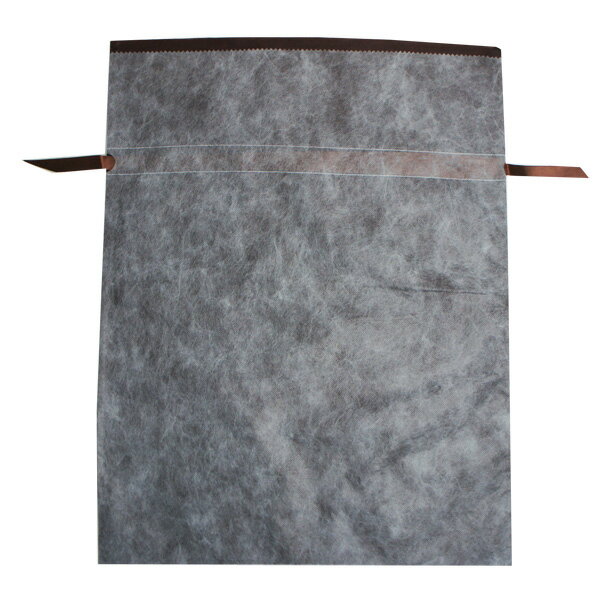 ギフトラッピングバッグ 不織布リボン巾着袋 LL ブラウン(5枚入り)