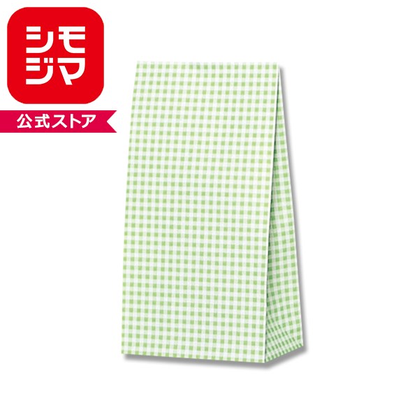 Rakuten - HEIKO 紙袋 角底袋 ファンシーバッグ K6 晒ギンガム2 LG 幅150×マチ90×高280mm 50枚入 黄緑 業務用 ラッピング シモジマコード002698102