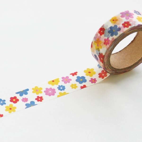 マスキングテープ ワールドクラフト WORLD CRAFT ぽっぷフラワー W02-MK-T0027(15mm×7m)