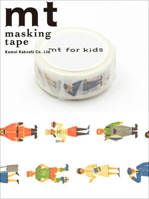 シモジマラッピング倶楽部のマスキングテープ mt カモ井加工紙 mt for kids 1p work・ひと （15mmx7m ミニ紙管） MT01KID016｜アングル2