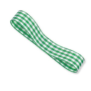 ラッピングリボン HEIKO シモジマ ギンガム 幅14mmx30m 緑（グリーン）