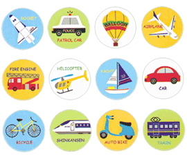 HEIKO シモジマ ギフトシール ミニシール のりもの(96片入)