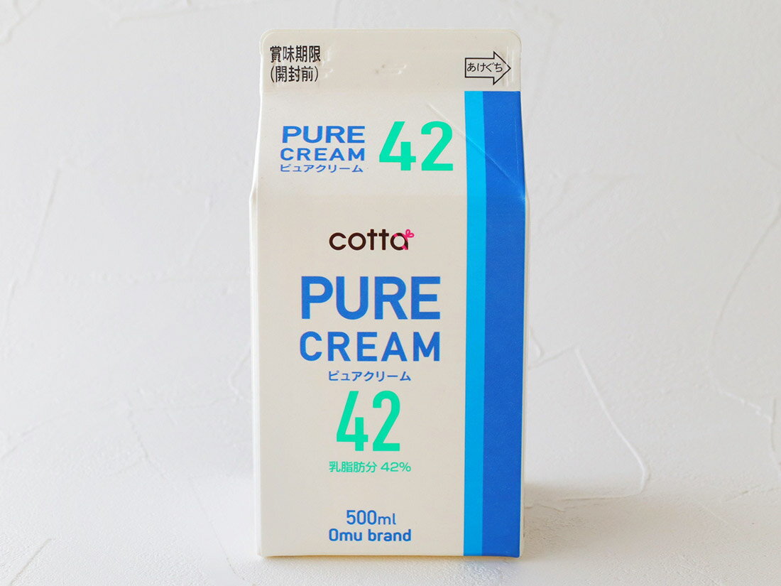 【着日指定不可】冷蔵 cotta ピュアクリーム42% 500ml