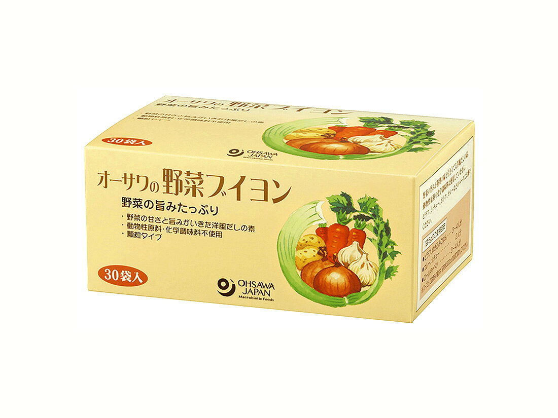 1購入あたりの内容量 ： 1箱［規格］150g(5g×30包)［機能・特徴］植物性素材でつくった洋風だしの素。野菜の旨みが凝縮。顆粒タイプ。砂糖、動物性原料不使用。スープやピラフ、カレーなどさまざまな料理にお使いいただけます。1包で3〜4人分［製造地］日本［原材料］食塩(天塩)、甘藷でん粉[さつまいも(国産)]、酵母エキス、玉ねぎパウダー[玉ねぎ(国産)]、醤油、こしょう、［栄養成分表示］エネルギー200kcal、たんぱく質12g、脂質0g、炭水化物40g、食塩相当量40g［アレルギー補足］本品製造工場では卵、乳成分、小麦、えび、かに、いか、さけ、さば、オレンジ、バナナ、りんご、鶏肉、豚肉、牛肉、ゼラチン、大豆、ごま、アーモンドカシューナッツ、ごま、アーモンドを含む製品を製造しています。