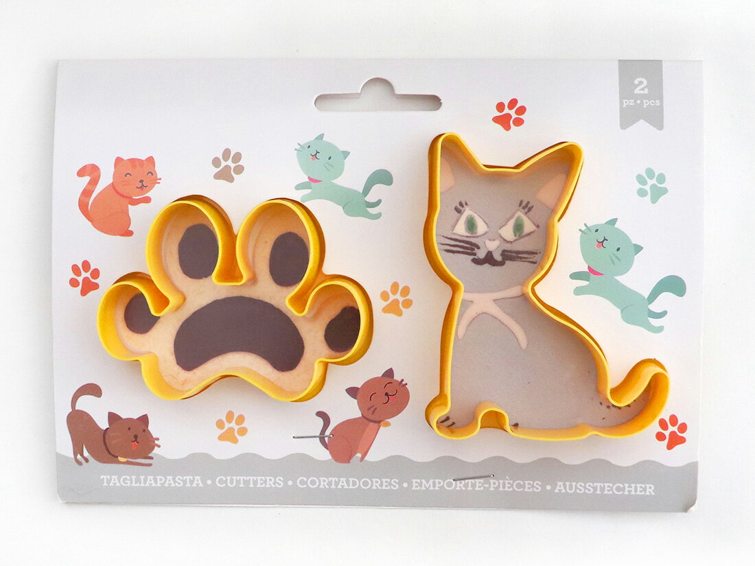 樂天商城 - 【在庫処分特価】クッキー抜型 2個セット (肉球・ねこ) 1セット