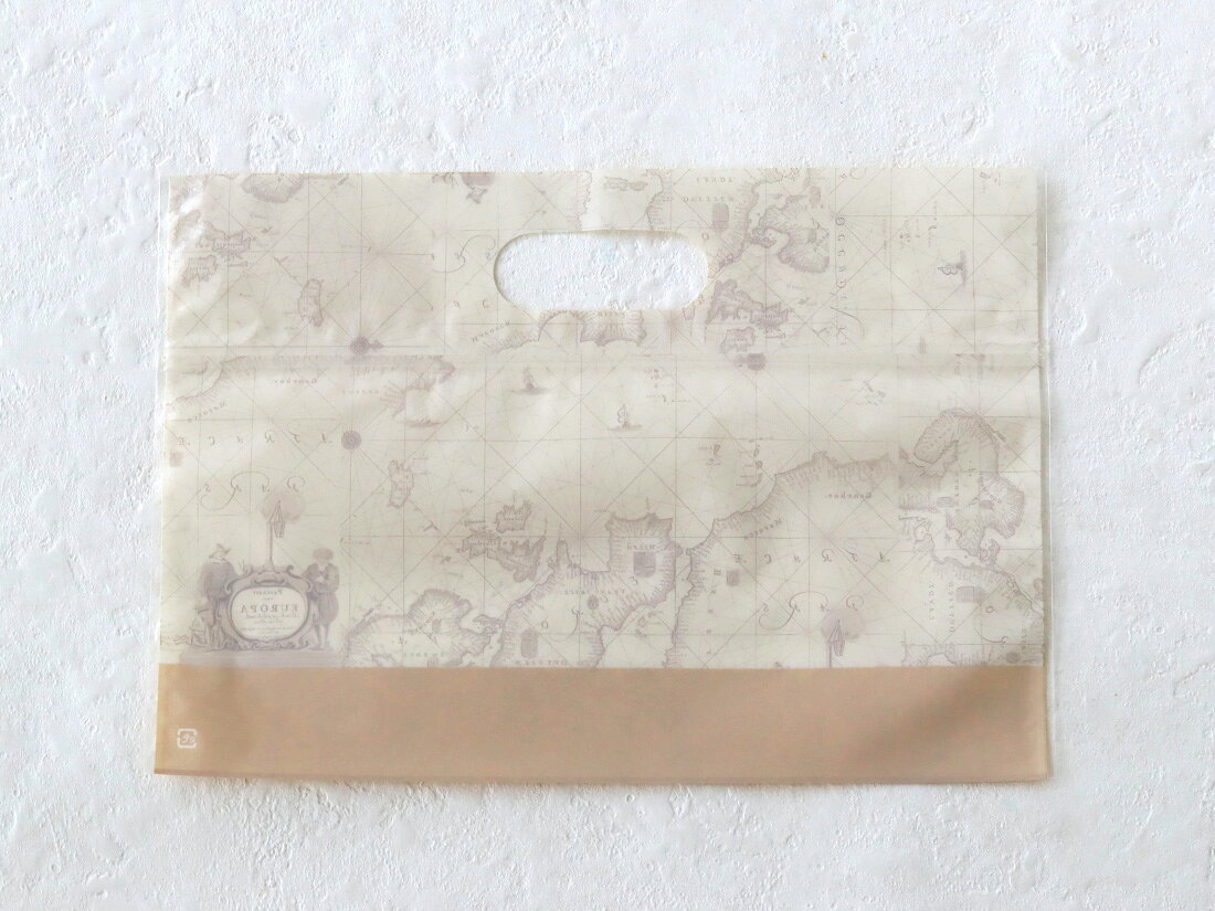 ラッピングストア(コッタ cotta)の【少量販売】　cotta ワイドジッパーバッグ ヴィンテージマップ S 2枚｜アングル2