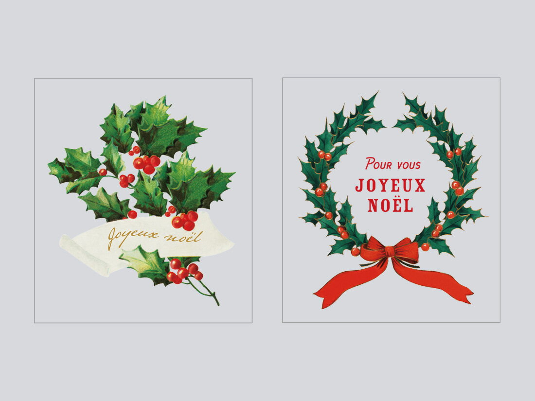 cotta 透明シール ヒイラギ＆リース(2柄×5片)