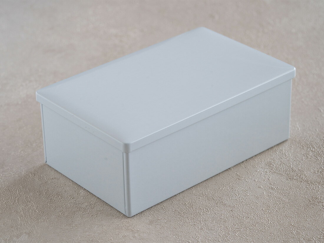 無地缶 レクタングル ホワイト