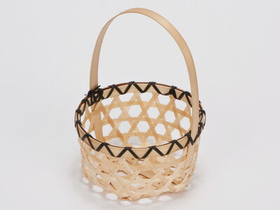 白竹六ツ目カゴ 手付き丸