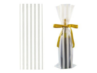 ワイン用 梨地平袋(ストライプ) wrappingstore-10183516 ラッピングストア(コッタ cotta) パッケージ画像
